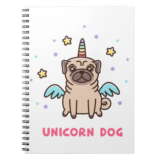 Carnet Chien d'arc-en-ciel de licorne (Devant)