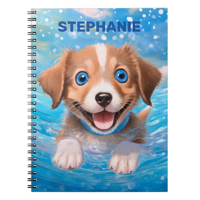 Carnet Chien de bain mignon Chien de natation Personnalis (Devant)