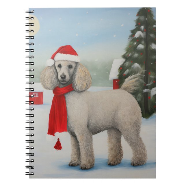 Carnet Chien de caniche à Noël de neige (Devant)