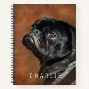Carnet Chien de Carlin noir personnalisé