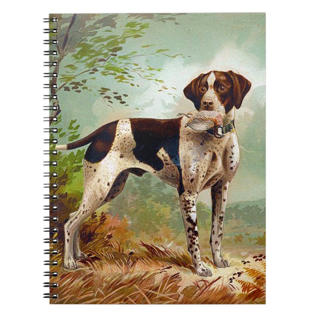 Carnet Chien de chasse avec oiseau dans la bouche (Devant)