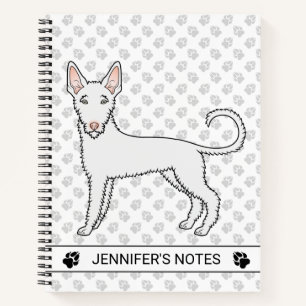 Carnet Chien de chasse ibicenc à poil dur blanc, dessin a