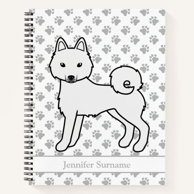 Carnet Chien de dessin animé blanc Alaskan Klee Kai et te (Devant)