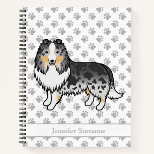 Carnet Chien de dessin animé Blue Merle Shetland Sheepdog