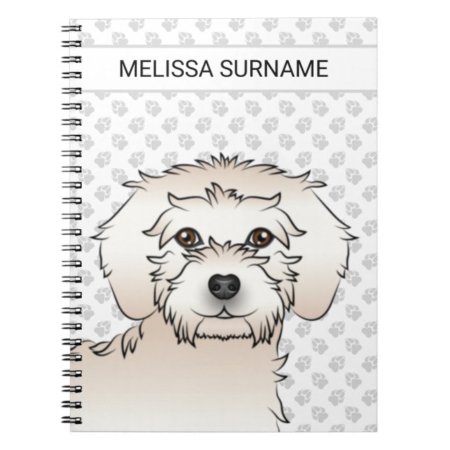Carnet Chien de dessin animé Cream Mini Goldendoodle et t (Devant)