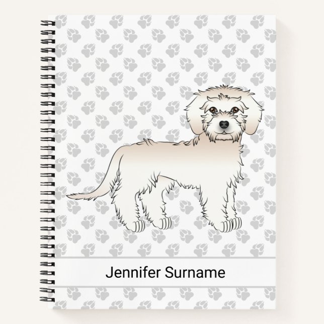 Carnet Chien de dessin animé Cream Mini Goldendoodle & Te (Devant)