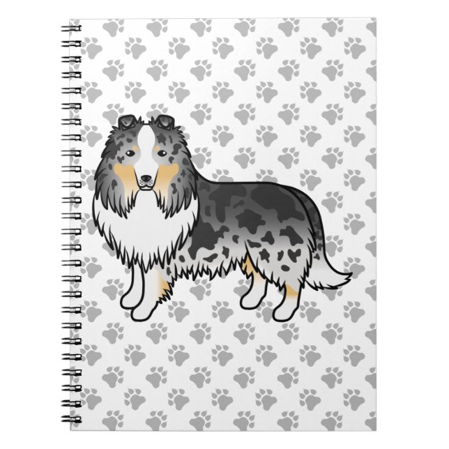 Carnet Chien de dessin animé et pattes de Berger des Shet (Devant)