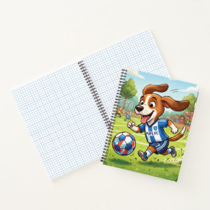 Carnet Chien de dessin animé jouant au football