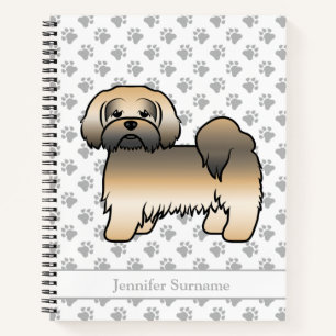 Carnet Chien de dessin animé Lhasa Apso Sable Doré & Nom