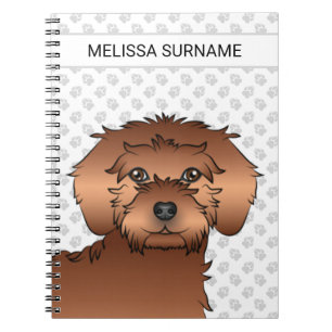 Carnet Chien de dessin animé Mini Goldendoodle rouge & Te