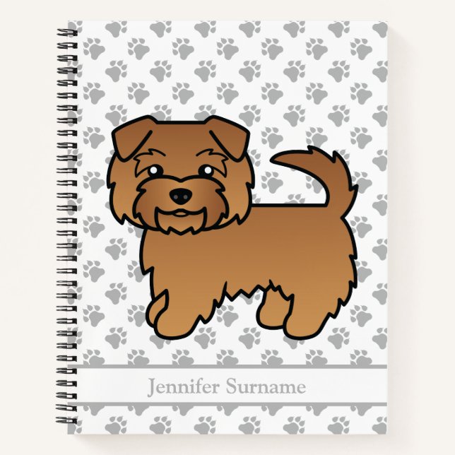 Carnet Chien de dessin animé Norfolk Terrier rouge & Text (Devant)