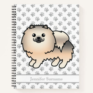 Carnet Chien de dessin animé Pomeranian Sable Crème & Tex