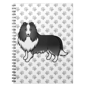 Carnet Chien de dessin animé Shetland Bi-Noir et pattes