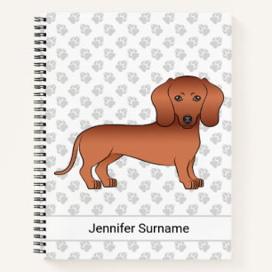 Carnet Chien de dessin animé teckel à poil lisse rouge &