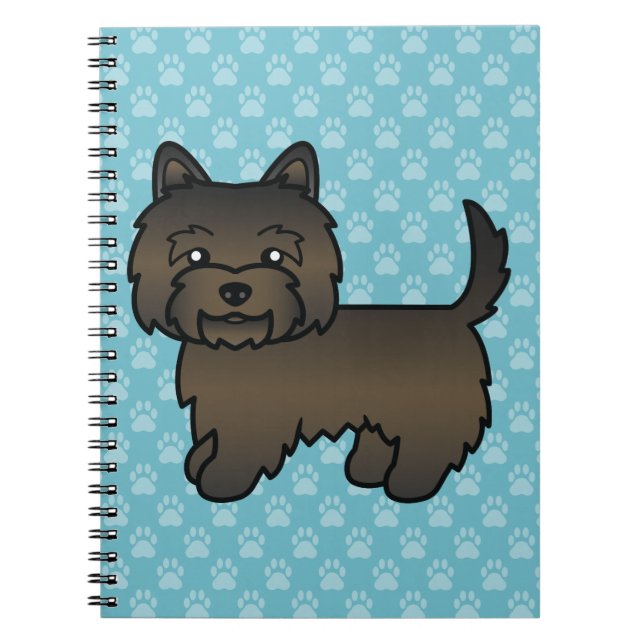 Carnet Chien de dessin animé Terrier Cairn Bringlé foncé  (Devant)