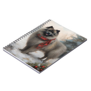 Carnet Chien de Keeshond à Noël de neige