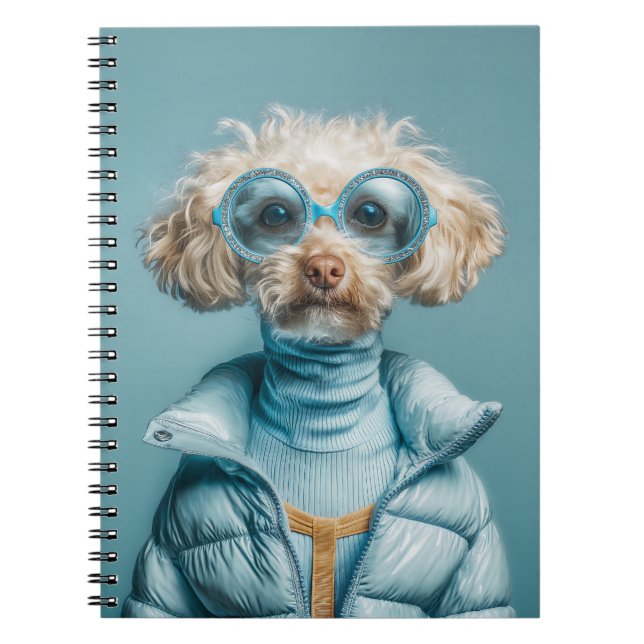 Carnet Chien de mode en tenue bleue (Devant)