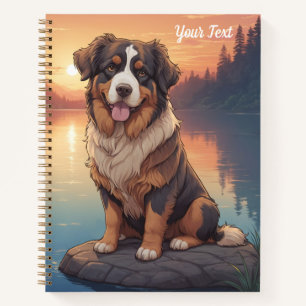 Carnet Chien de montagne bernois au bord d'un lac