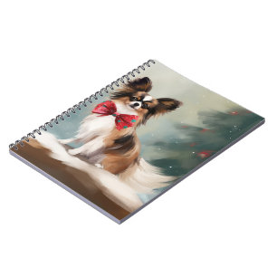 Carnet Chien de Papillon à Noël de neige