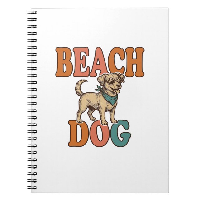 Carnet Chien de plage gravure vintage conception graphiqu (Devant)