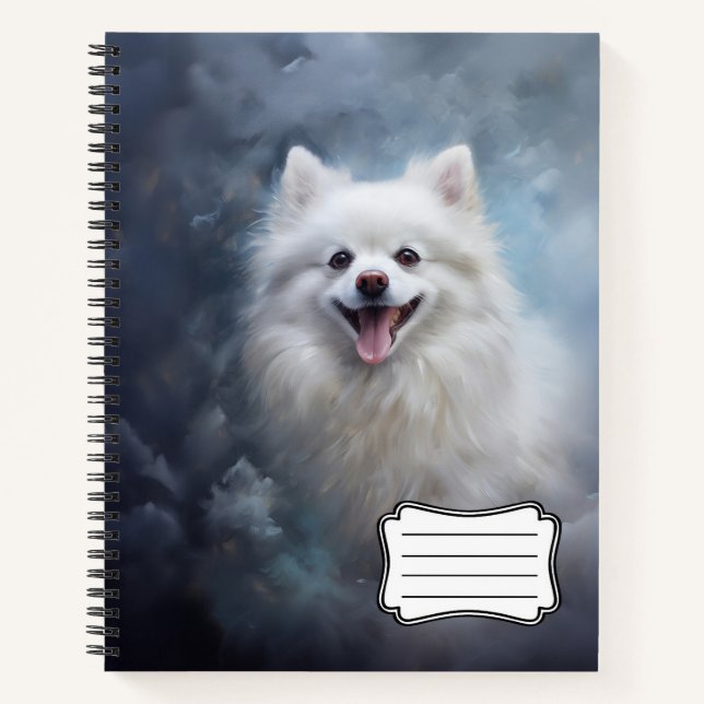 Carnet Chien de poméranie blanc (Devant)