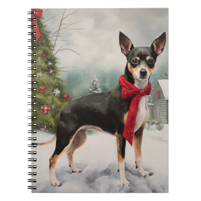 Carnet Chien de Rat Terrier à Noël de neige (Devant)
