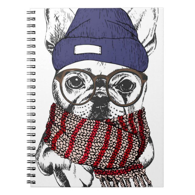 Carnet Chien de Taureau de Français de hippie (Devant)