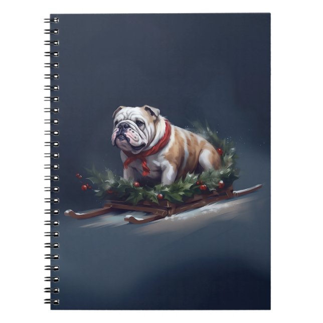 Carnet Chien de taureau neige hiver (Devant)