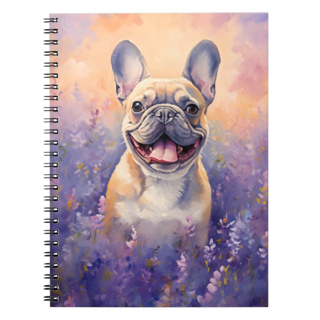 Carnet Chien de taureaux français dans le champ Lavender (Devant)