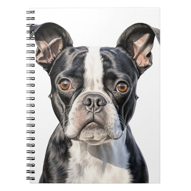 CARNET CHIEN DE TERRIER BOSTON BLACÉ ET BLANC (Devant)