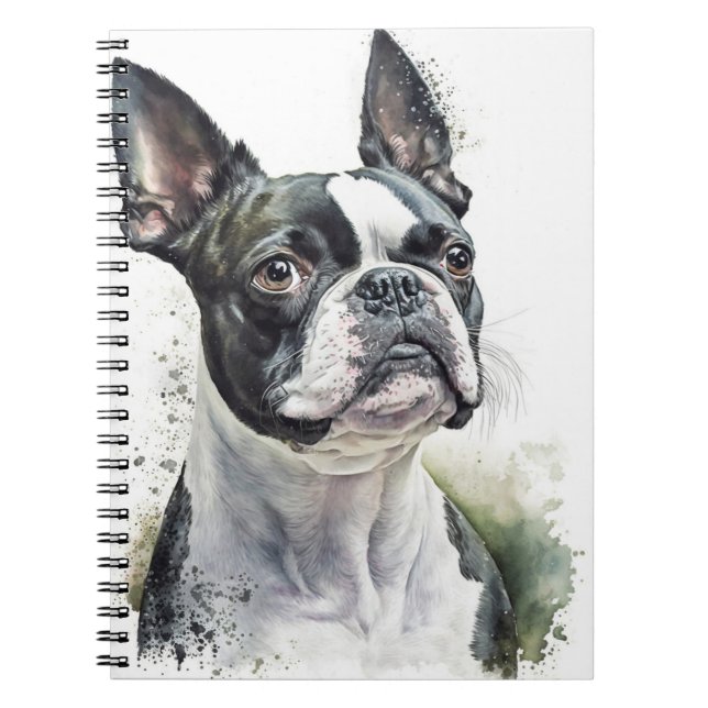 CARNET CHIEN DE TERRIER BOSTON BLACÉ ET BLANC (Devant)