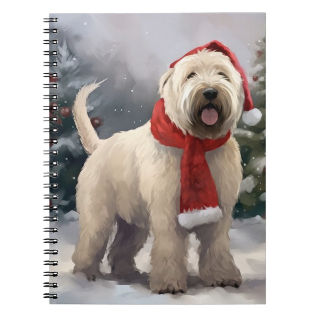 Carnet Chien de Terrier rouillé en Noël de neige (Devant)
