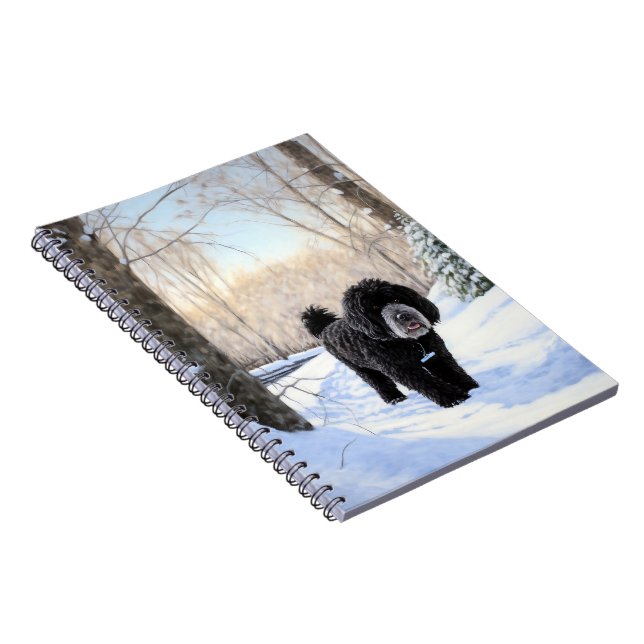 Carnet Chien d'eau portugais Noël neigeux (Côté Droit)