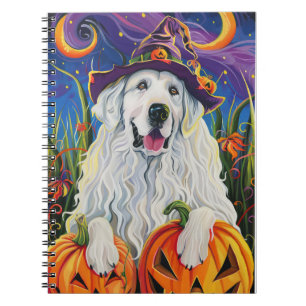 Carnet Chien des Grands Pyrénées effrayant pour Halloween