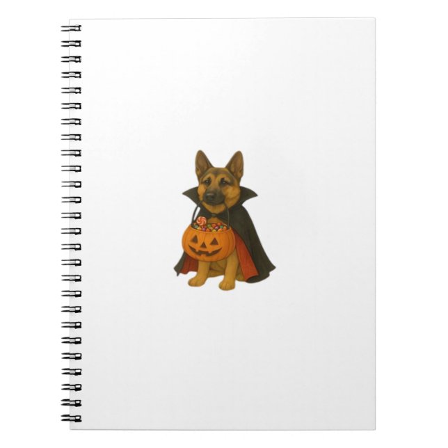 Carnet Chien d'Halloween allemand Bulldog en costume vamp (Devant)