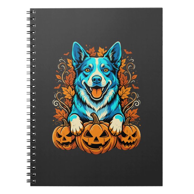Carnet Chien d'Halloween avec citrouilles Jack O Lantern_ (Devant)
