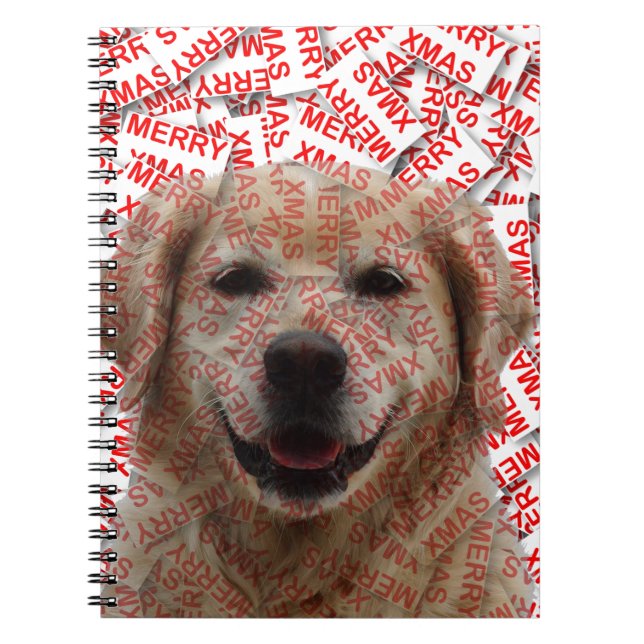 Carnet Chien d'or de rétritrice souriant de Noël (Devant)