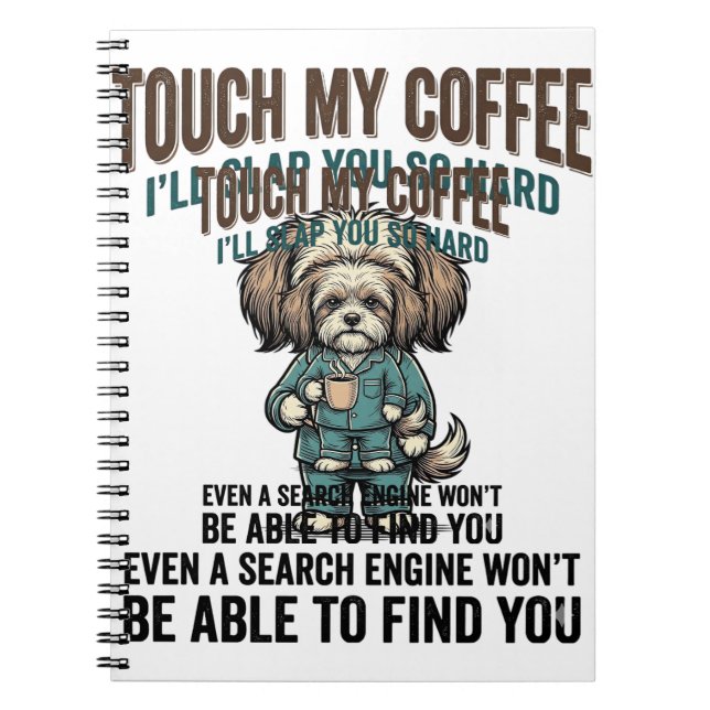 Carnet Chien Drôle Café Avertissement Dessin de Gravure V (Devant)