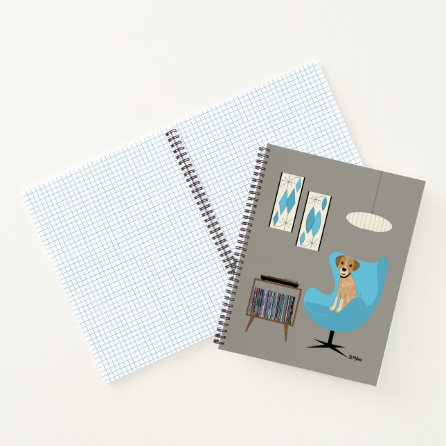Carnet Chien du milieu du siècle avec Joueur record (Intérieur)