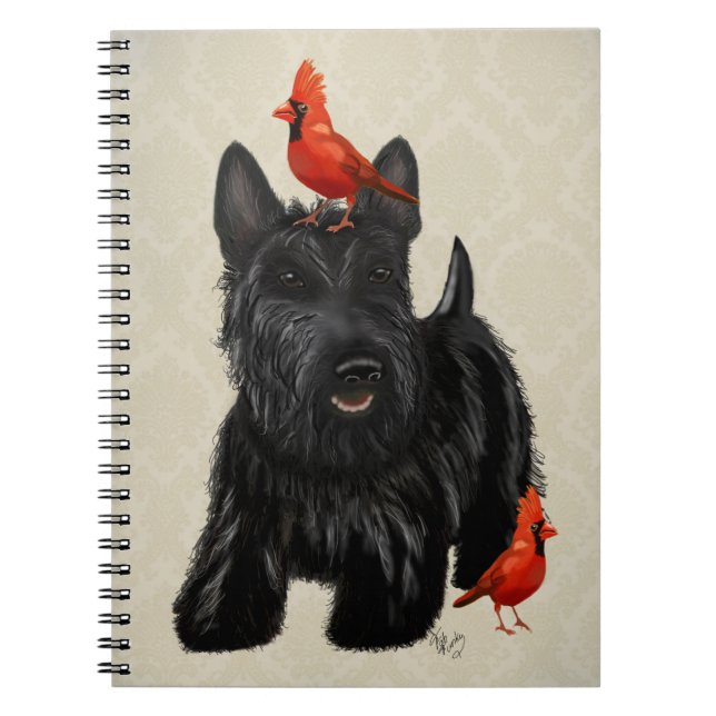 Carnet Chien écossais et Oiseaux rouges (Devant)
