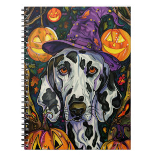 Carnet Chien éffrayant Dalmatien Halloween sorcière et Ci