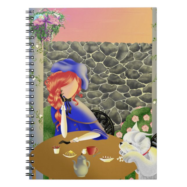 Carnet Chien et Dame au Café au coucher du soleil (Devant)
