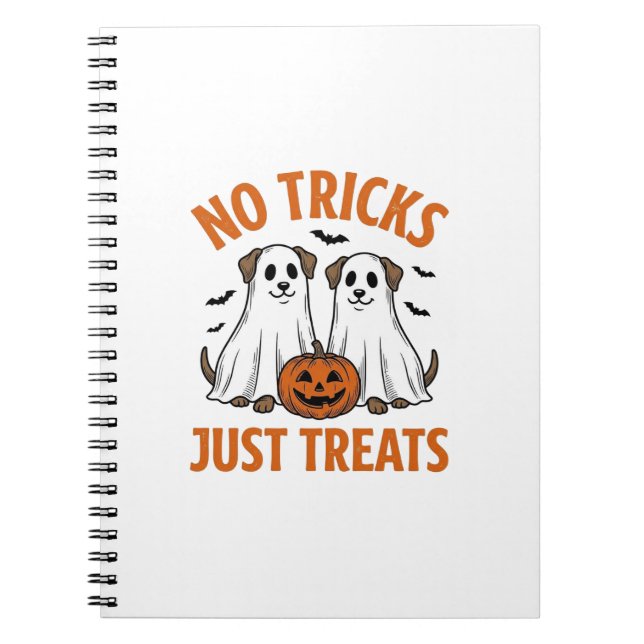 Carnet Chien fantôme drôle Halloween Pas de farces juste  (Devant)