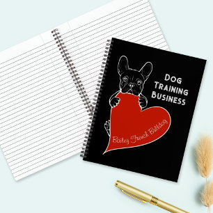 Carnet Chien français mignon personnalisé avec un coeur r