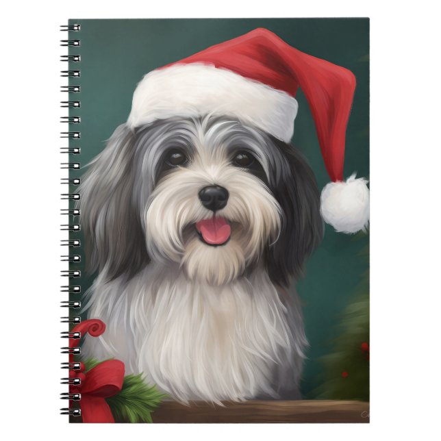 Carnet Chien Havanais dans la neige de Noël (Devant)