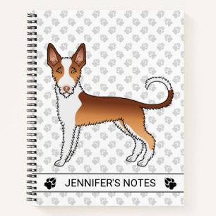 Carnet Chien Ibizan Hound à poil dur rouge et blanc & Tex