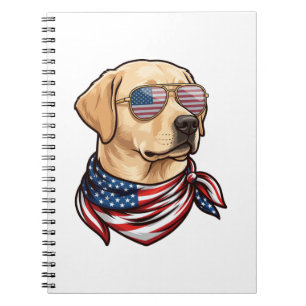 Carnet Chien Lunettes de soleil Drapeau Usa Bandana