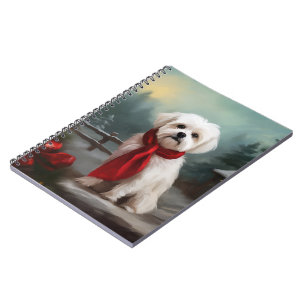 Carnet Chien maltais à Noël de neige