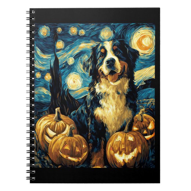 Carnet Chien mignon bernois Halloween Jack O Lanterne (Devant)