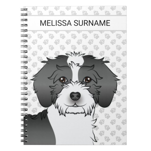 Carnet Chien Mini Goldendoodle Parti-couleur Noir & Texte (Devant)